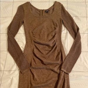 Express Shimmer Copper Sweater Dress XS